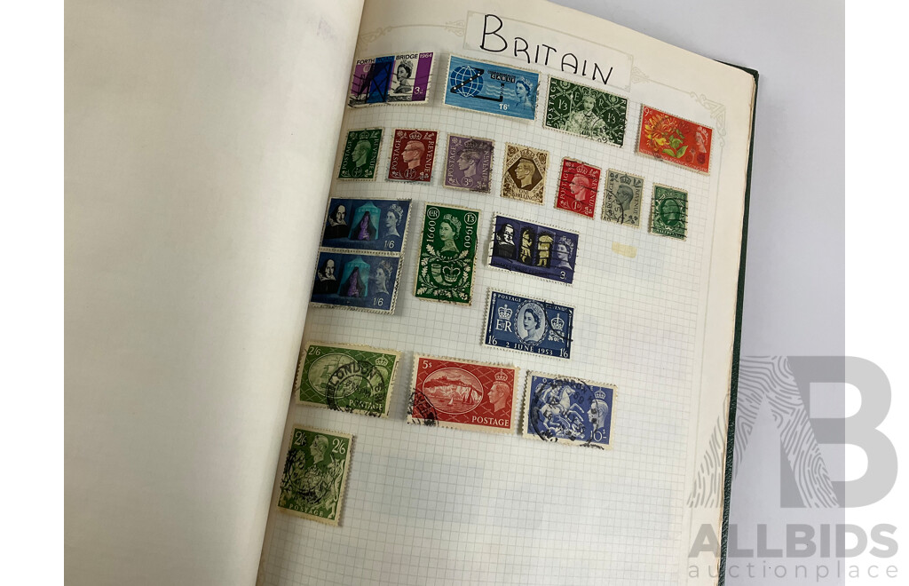 Album of Vintage International Stamps Including Australian Predecimal, USA, Denmark, Germany, France, PNG, Turkey, Spain, New Zealand, Iran, Greece