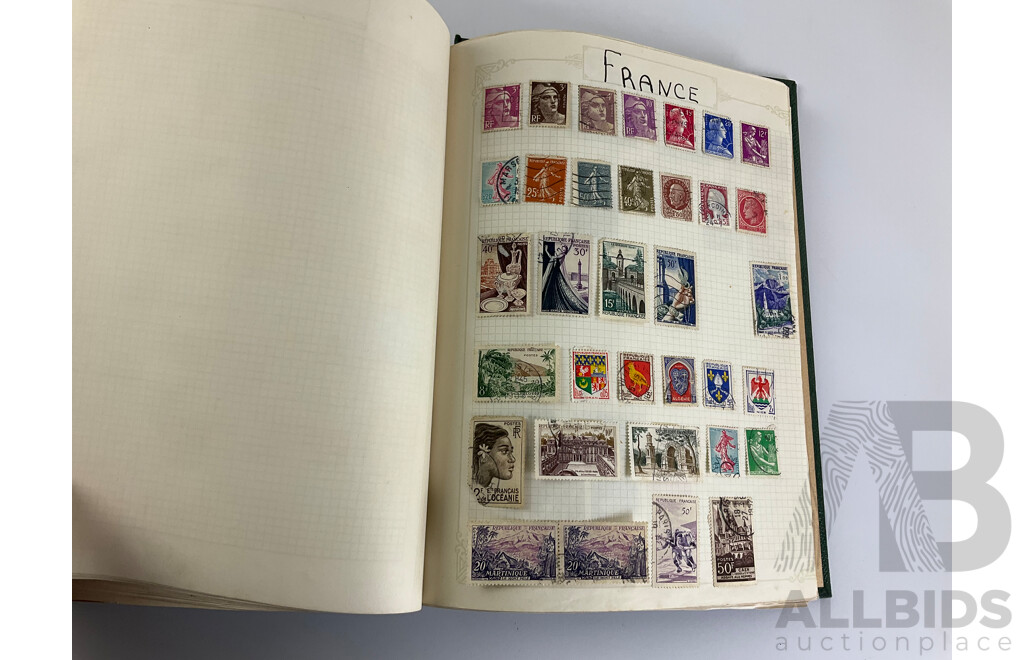 Album of Vintage International Stamps Including Australian Predecimal, USA, Denmark, Germany, France, PNG, Turkey, Spain, New Zealand, Iran, Greece
