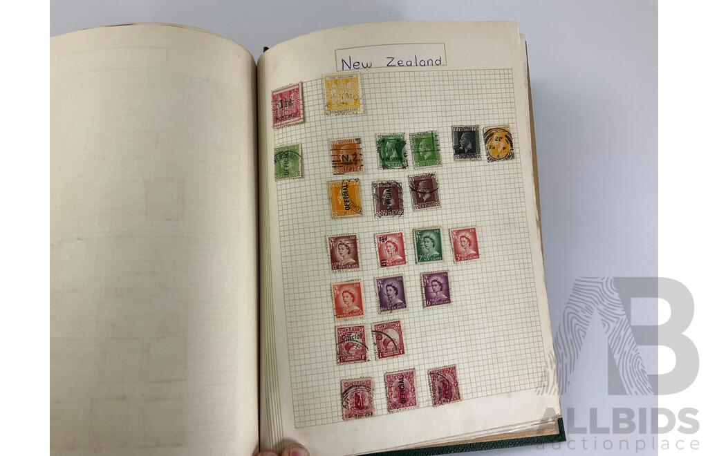 Album of Vintage International Stamps Including Australian Predecimal, USA, Denmark, Germany, France, PNG, Turkey, Spain, New Zealand, Iran, Greece
