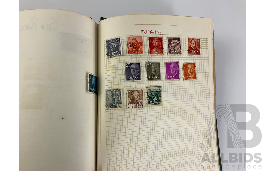 Album of Vintage International Stamps Including Australian Predecimal, USA, Denmark, Germany, France, PNG, Turkey, Spain, New Zealand, Iran, Greece