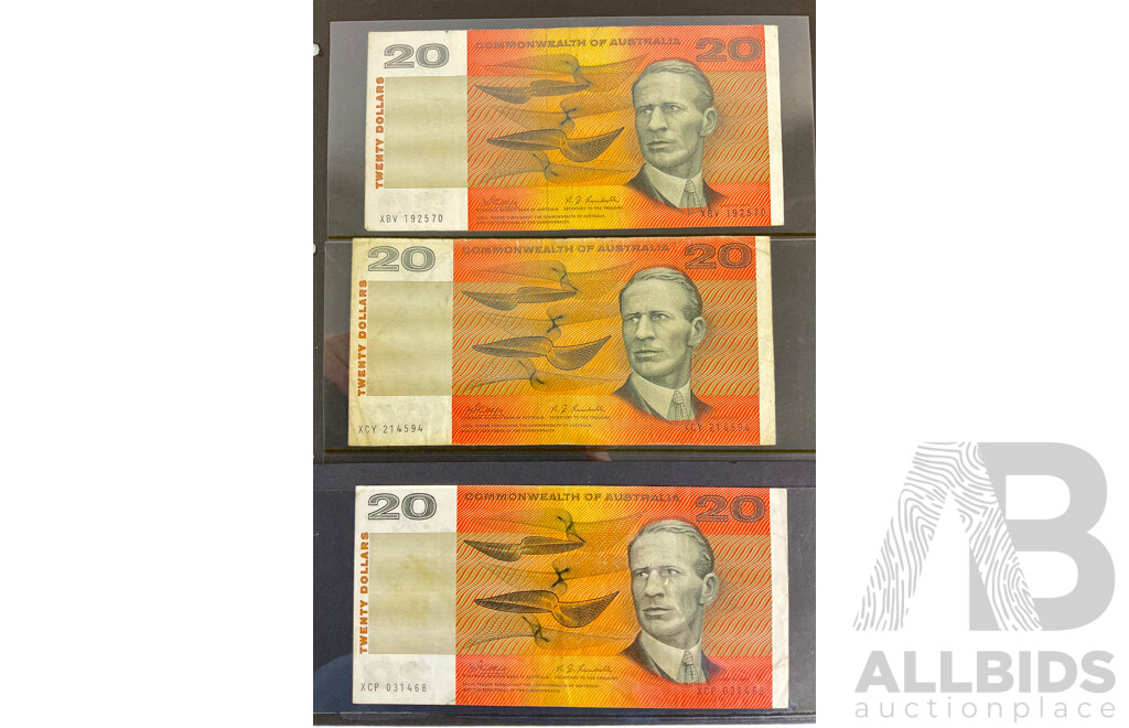 Three Australian 1968 Twenty Dollar Notes Phillips/Randall R403