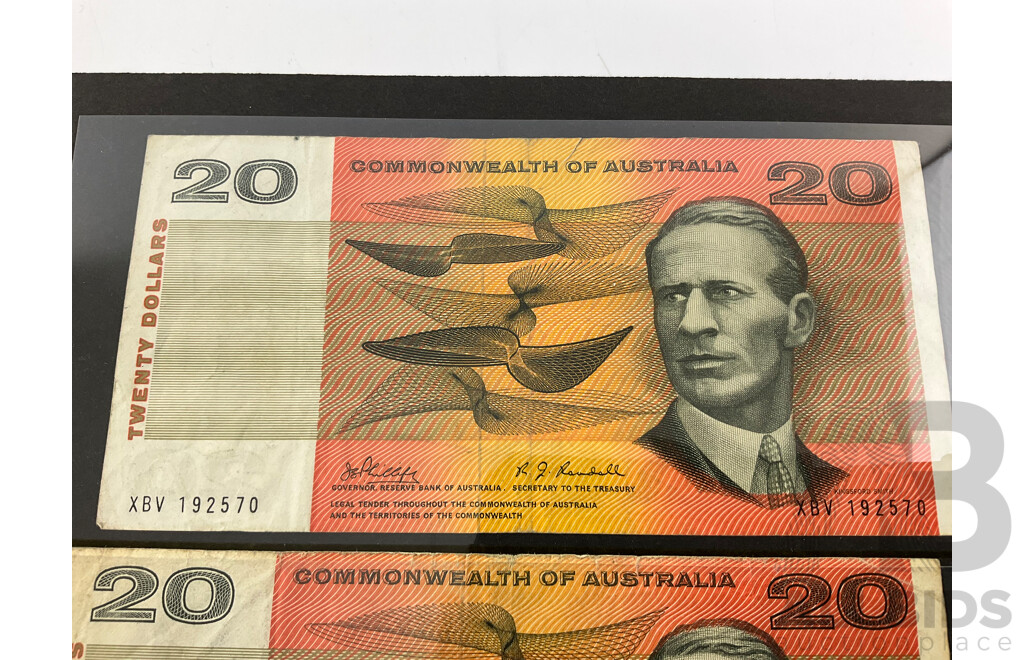 Three Australian 1968 Twenty Dollar Notes Phillips/Randall R403