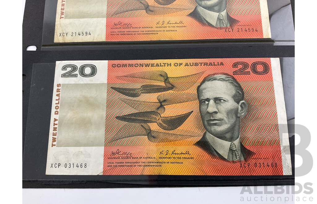 Three Australian 1968 Twenty Dollar Notes Phillips/Randall R403
