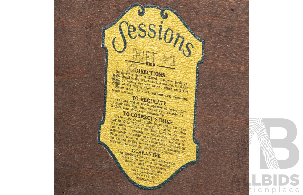 Vintage Art Deco American Sessions Wooden Mantle Clock