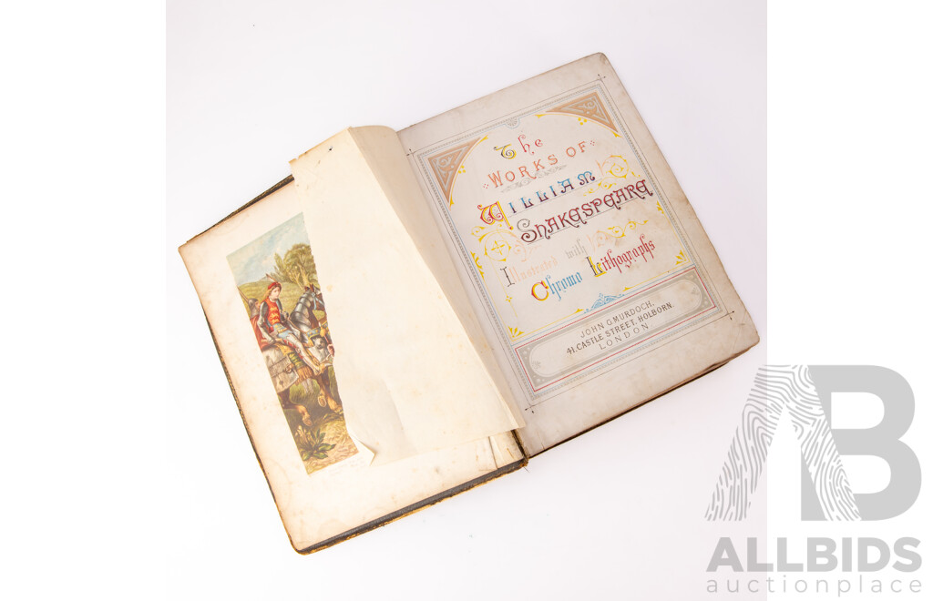 The Complete Works of Shakespeare, Thomas Liddell, Sydney, Early 1900s, Leather Bound Hardcover with Embossed Detail