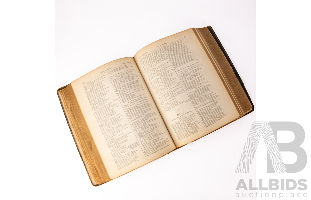 The Complete Works of Shakespeare, Thomas Liddell, Sydney, Early 1900s, Leather Bound Hardcover with Embossed Detail