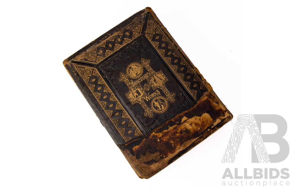 The Complete Works of Shakespeare, Thomas Liddell, Sydney, Early 1900s, Leather Bound Hardcover with Embossed Detail