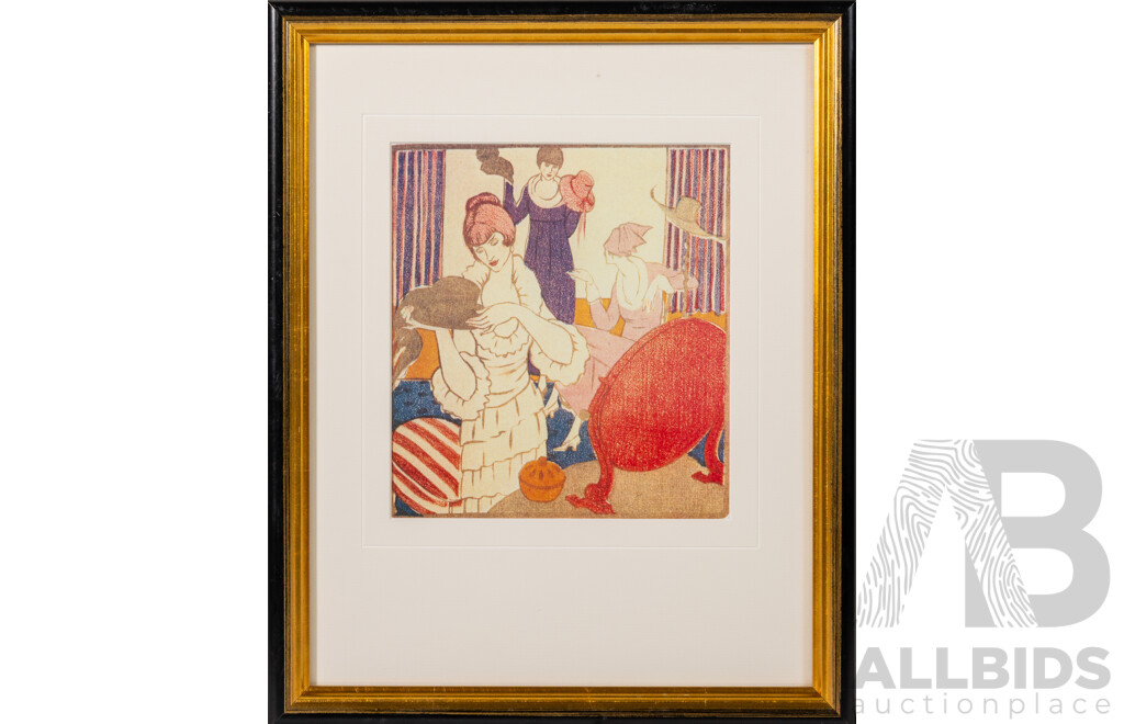 Thea Proctor, (20th Century, Australian, 1879-1966), The Hat Shop, Quality Vintage Colour Print of Original Lithograph From 1919, 39.5 x 32 cm (frame)