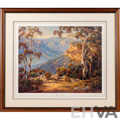 John Bradley, (20th Century, Australian, 1945-) Ramparts - Capertree, The Grose Valley & Adelong Gold, Trio of Limited Edition & Signed Reproduction Colour Prints of Original Oils, 57 x 65 cm (frame) (3)