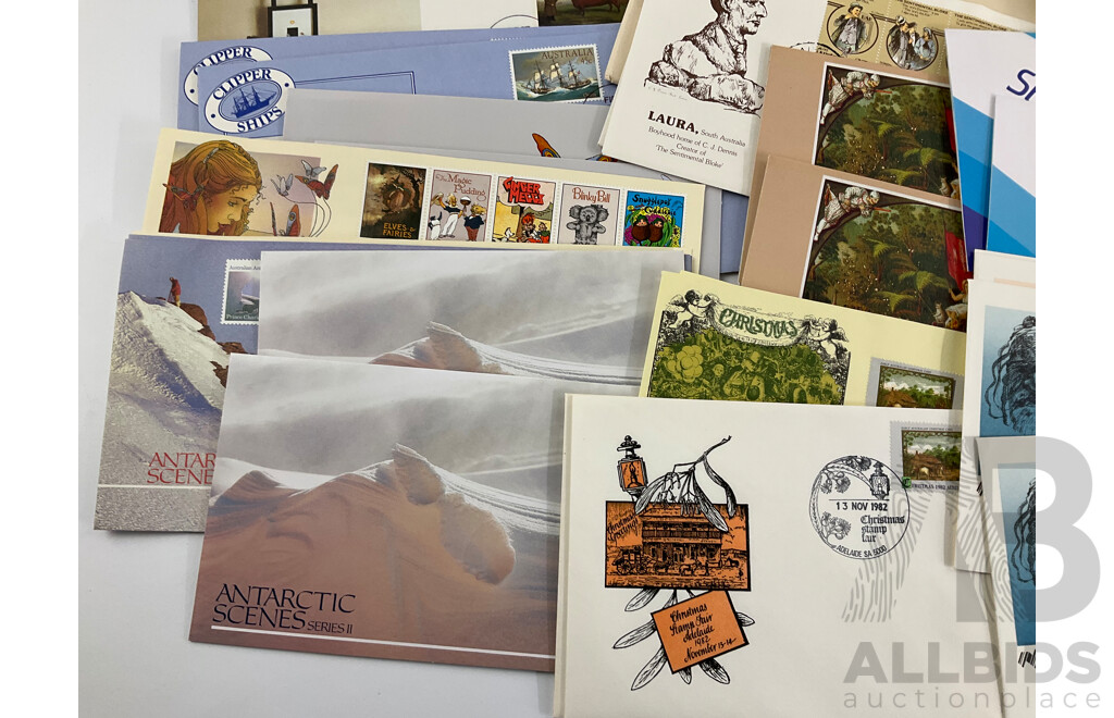 Collection of Australian 1980's Stamp Packs and First Day Covers Including 1984 AUSIPEX, Bicentennial, Antarctic, 1982 Commonwealth Games, Clipper Sips, Marine Life, Conservation, Wild Life Joint Issues and More