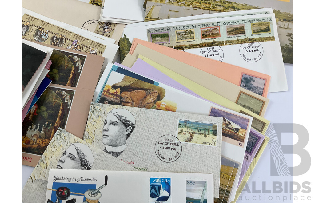 Collection of Australian 1980's Stamp Packs and First Day Covers Including 1984 AUSIPEX, Bicentennial, Antarctic, 1982 Commonwealth Games, Clipper Sips, Marine Life, Conservation, Wild Life Joint Issues and More