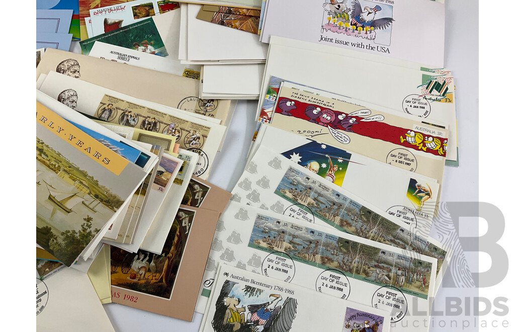 Collection of Australian 1980's Stamp Packs and First Day Covers Including 1984 AUSIPEX, Bicentennial, Antarctic, 1982 Commonwealth Games, Clipper Sips, Marine Life, Conservation, Wild Life Joint Issues and More