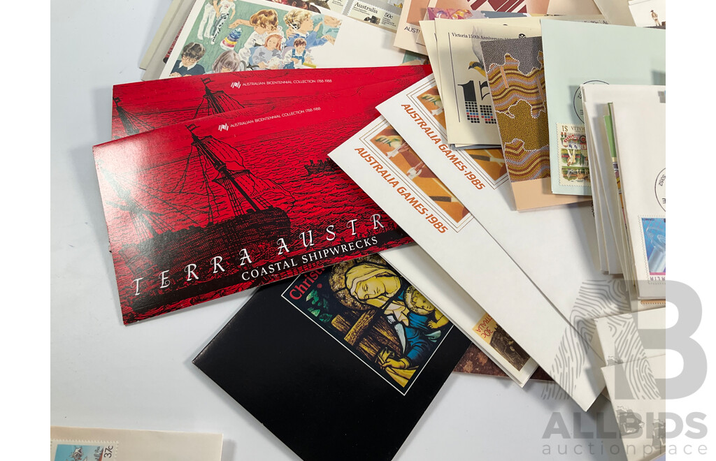 Collection of Australian 1980's Stamp Packs and First Day Covers, Joint Issues, Bicentennial, Selected Issues and More