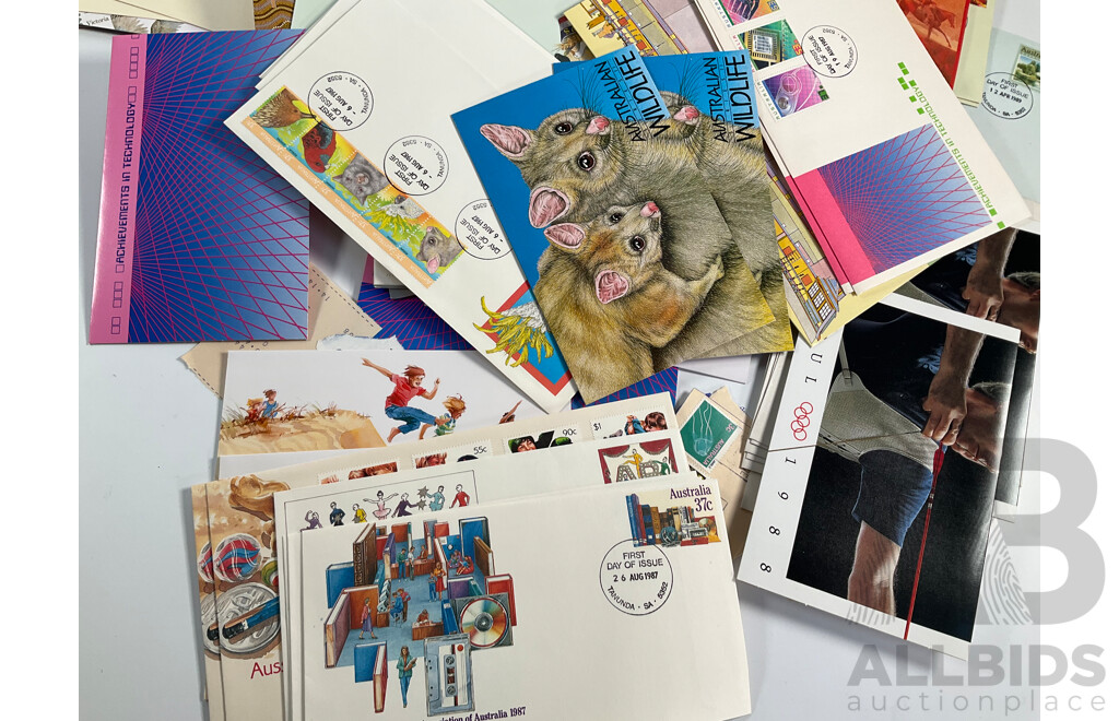 Collection of Australian 1980's Stamp Packs and First Day Covers, Joint Issues, Bicentennial, Selected Issues and More