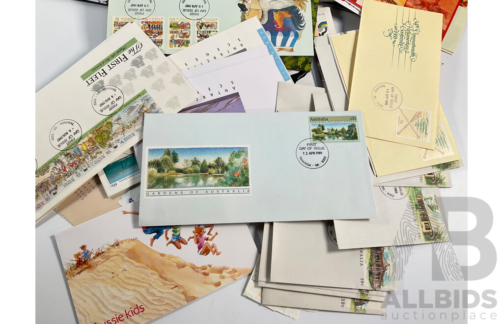Collection of Australian 1980's Stamp Packs and First Day Covers, Joint Issues, Bicentennial, Selected Issues and More