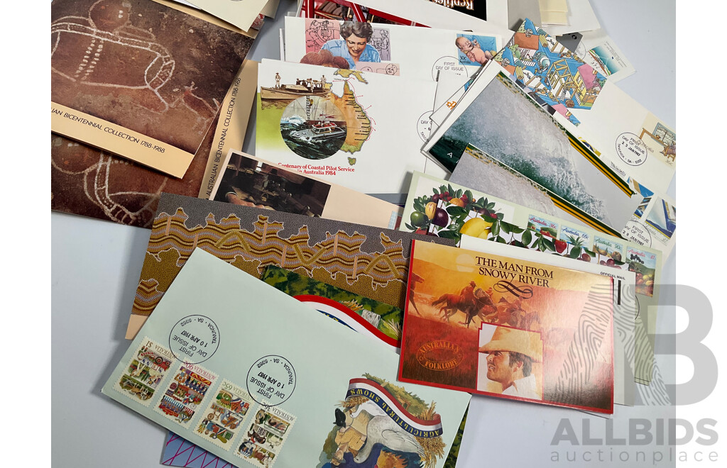Collection of Australian 1980's Stamp Packs and First Day Covers, Joint Issues, Bicentennial, Selected Issues and More