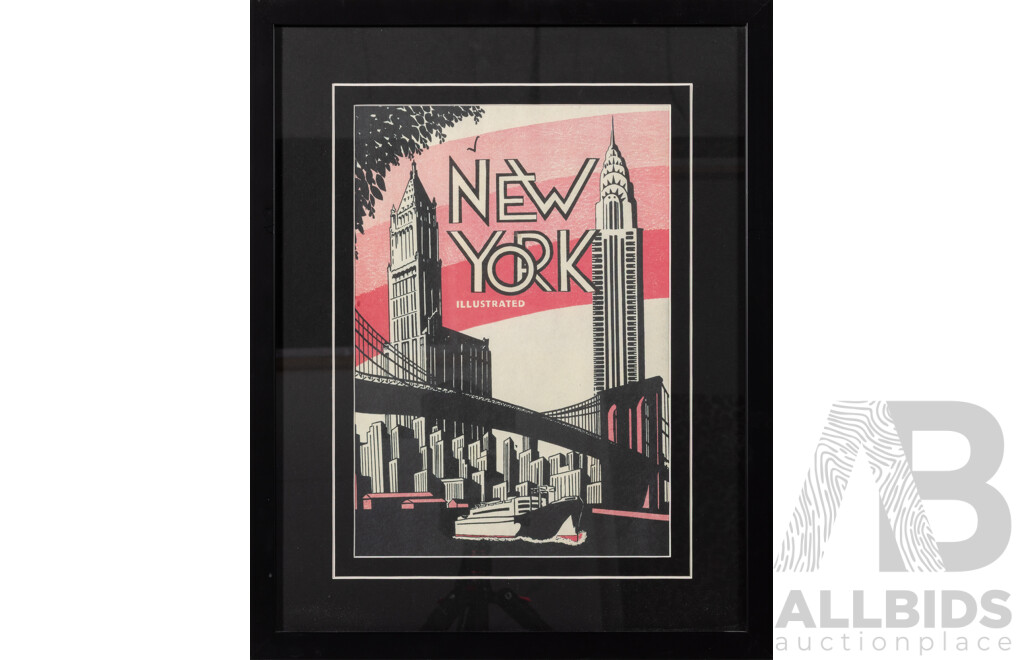 Trio of Retro Colour Vintage-Style Reproduction Colour Quality Prints Featuring New York City, 46 x 37 cm (frames) (3)