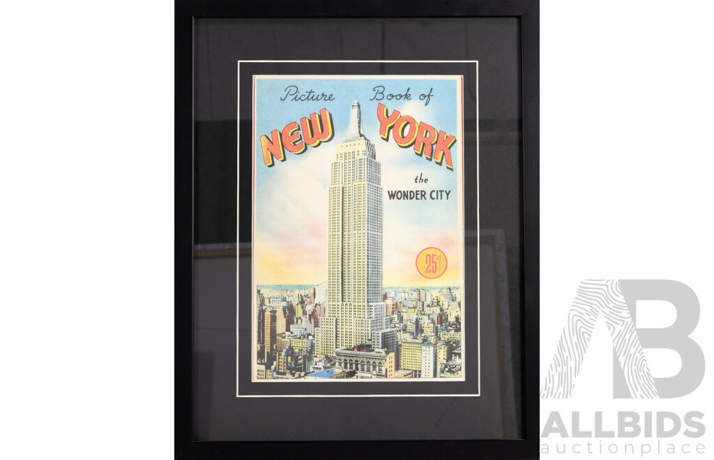 Trio of Retro Colour Vintage-Style Reproduction Colour Quality Prints Featuring New York City, 46 x 37 cm (larger^ Frames X 2) (3)
