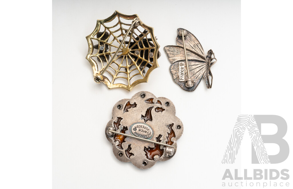 French Enamel Brooches (3) Including Catherine Popesco