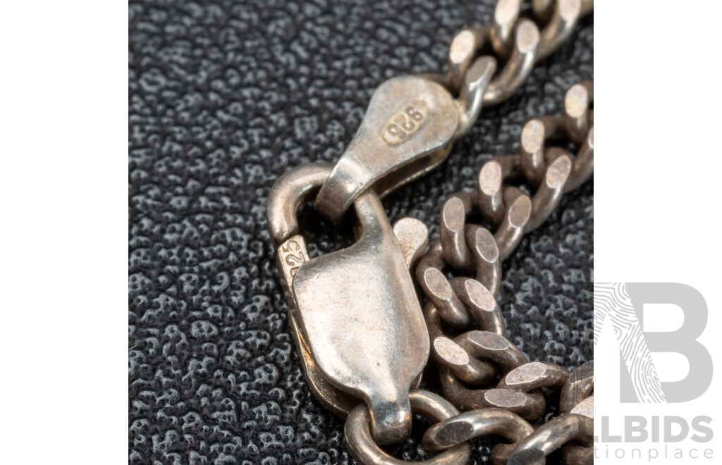 Vintage Sterling Silver Amethyst 22mm Watch Pendant on 50cm Chain, 29.32 Grams