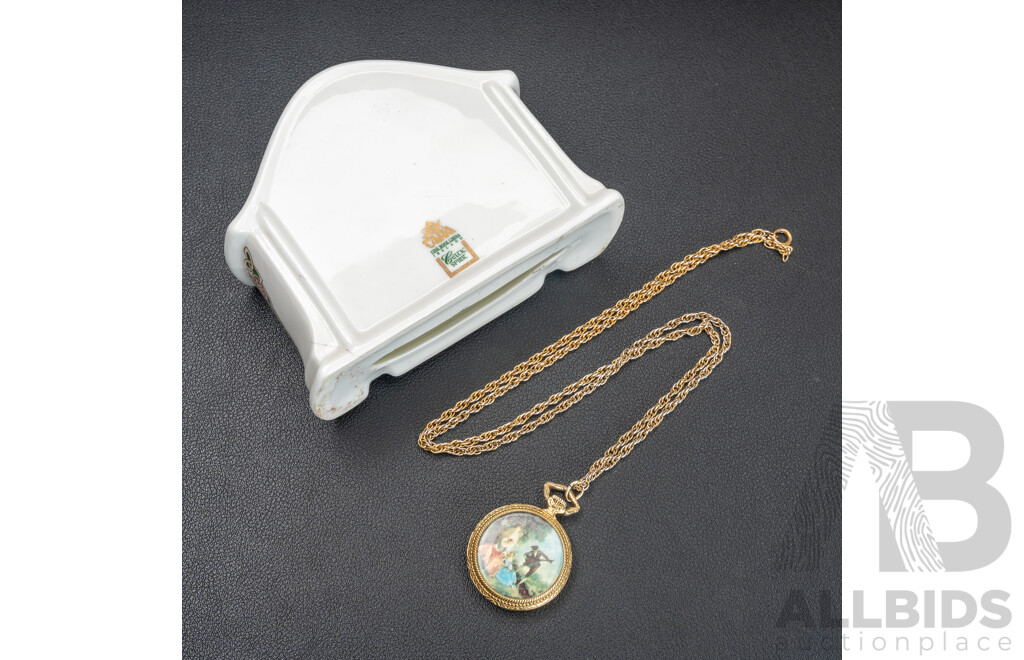 Pro Bijoux Lousanne Ornate Watch Pendant & Celtic Spirit Fine Bone China Ireland Royal Tara Small Clock