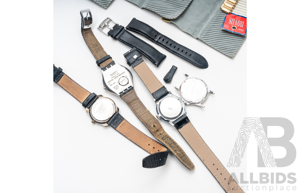 Collection of (4) Vintage Watches Including Swatch and Gold Tone Watch Bands
