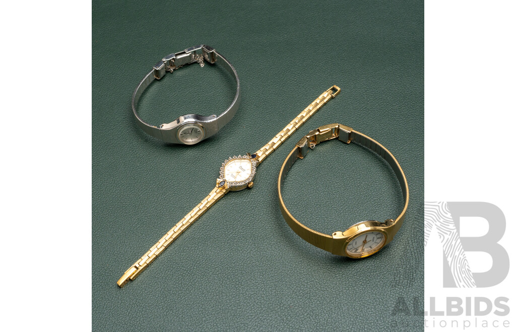 Citizen 2030-201167, Pulsar V811-0500 & Dueville Diamond Amitron Quartz 25/5052 (3) Ladies Watches