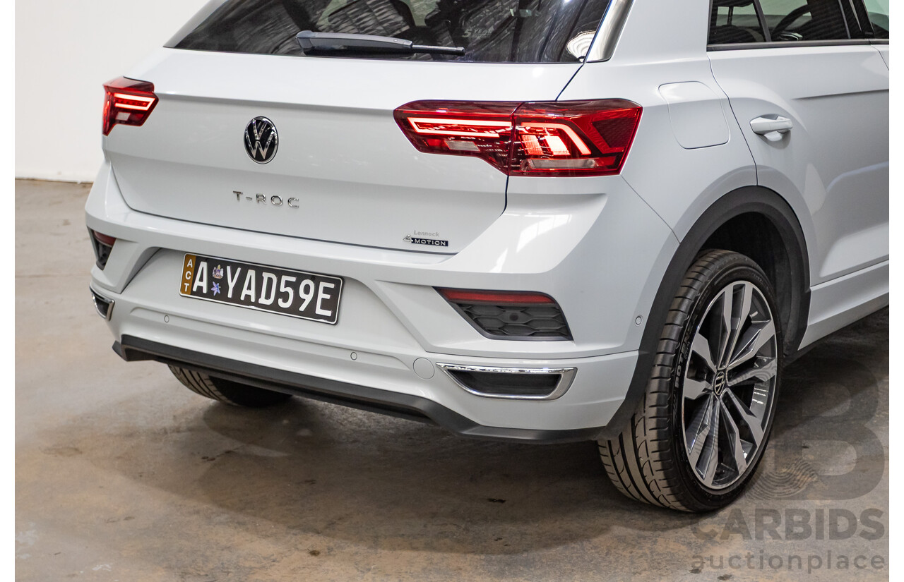 09/2021 Volkswagen T-Roc 140TSI SPORT (AWD) A1 MY21 4D Wagon White Silver Metallic Turbo 2.0L