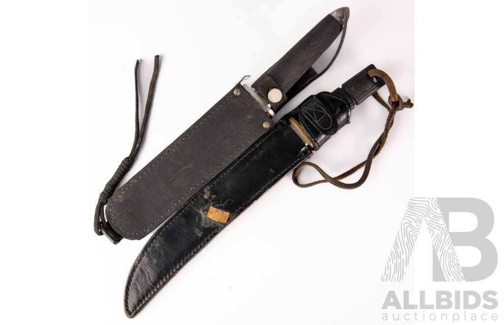 Japanese Seki Made Al Mar Steel Tanto in Leather Sheath Along with Japanese Made Cold Steel Tanto in Sheath
