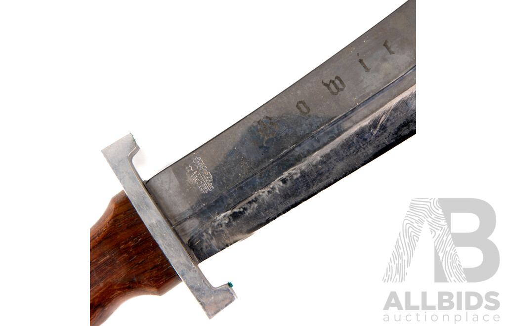 Collection Three Knives Comprising Japanese Seki Made Black Jack  Knives, German Solingen Widder Bowie & Smaller Widder Bowie, All in Leather Sheaths