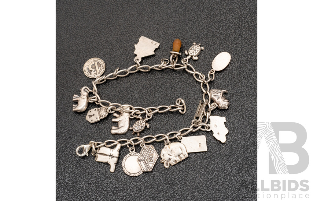 925 Sterling Silver Bracelet with 800 Silver Charms - 16.57gms