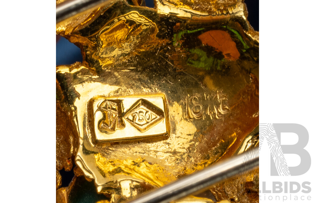 18ct Yellow Gold Vintage Blooming Flower Brooch - 18.68gms