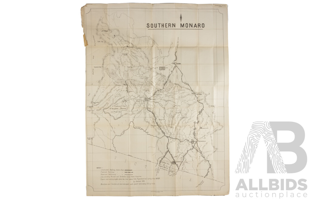 Early Map Showing the General Plan of the Southern Monaro District