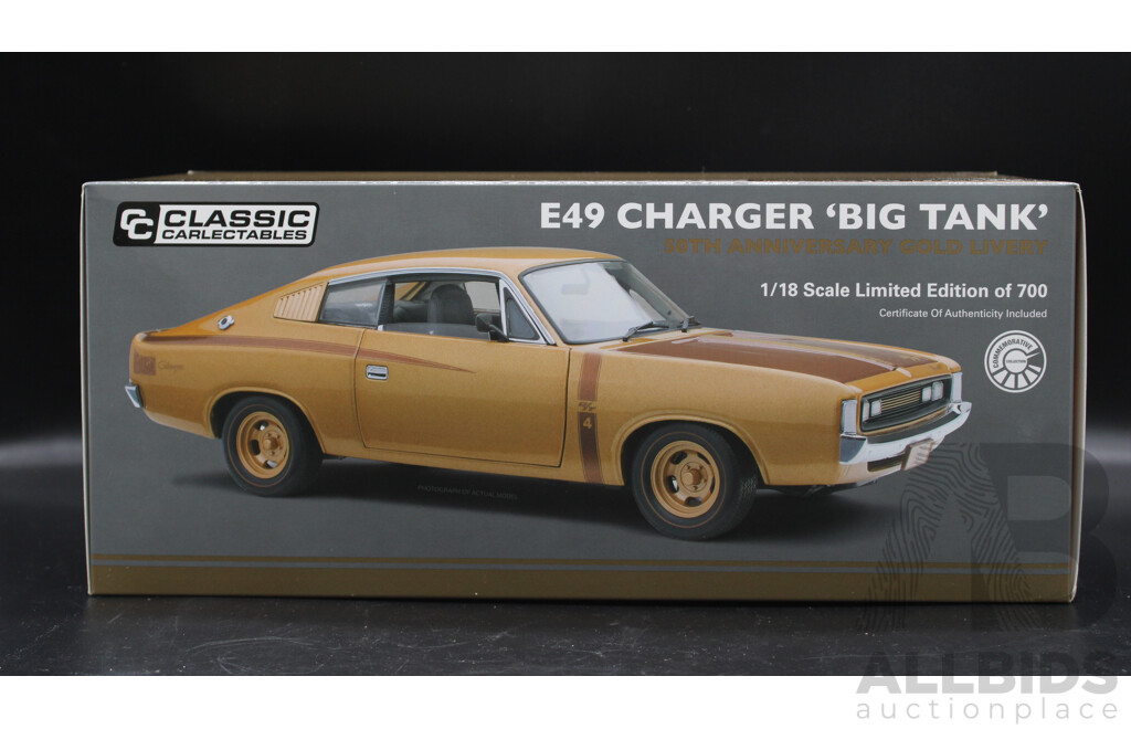Classic Carlectables  1:18 Limited Edition Diecast Model E49 Charger 'Big Tank'-  50 Th Anniversary Gold Livery - Brand New
