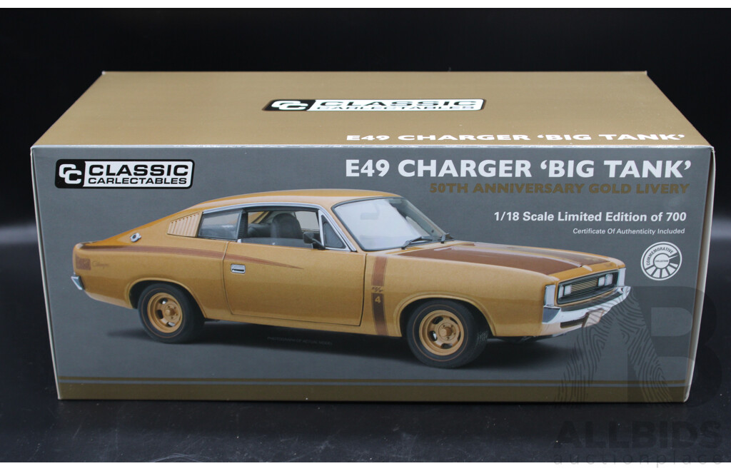 Classic Carlectables  1:18 Limited Edition Diecast Model E49 Charger 'Big Tank'-  50 Th Anniversary Gold Livery - Brand New