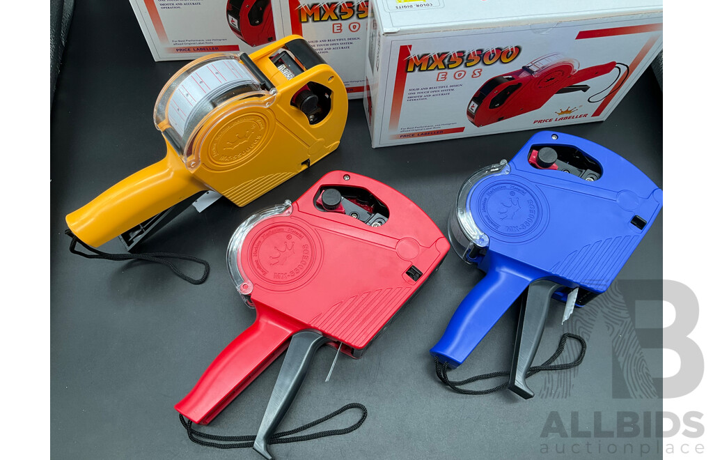 MX5500 EOS Price Labellers with Tags Labels Refills, Utility Knifes and Rubber Bands - Lot of 102