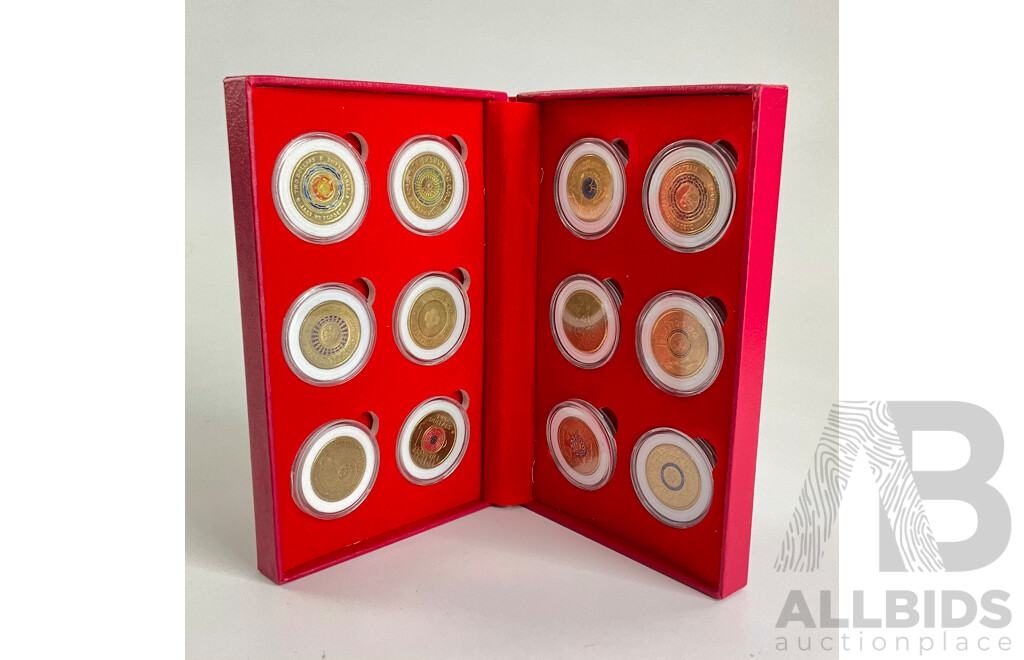 Twelve Australian Commemorative Two Dollar Coins Including 2013 Coronation, 2016 Fifty Years Decimal Currency, 2018 Armistice, 2019 Police Remembrance, 2018 Lest We Forget, 2024 War Animals.......