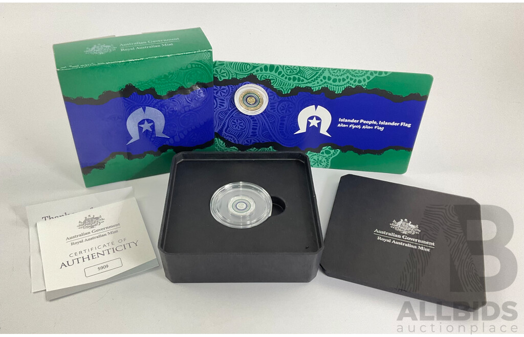 Australian RAM 2025 Silver Proof Two Dollar Coin, C Mint Mark, Islander People Islander Flag .999 with UNC Two Dollar Coin