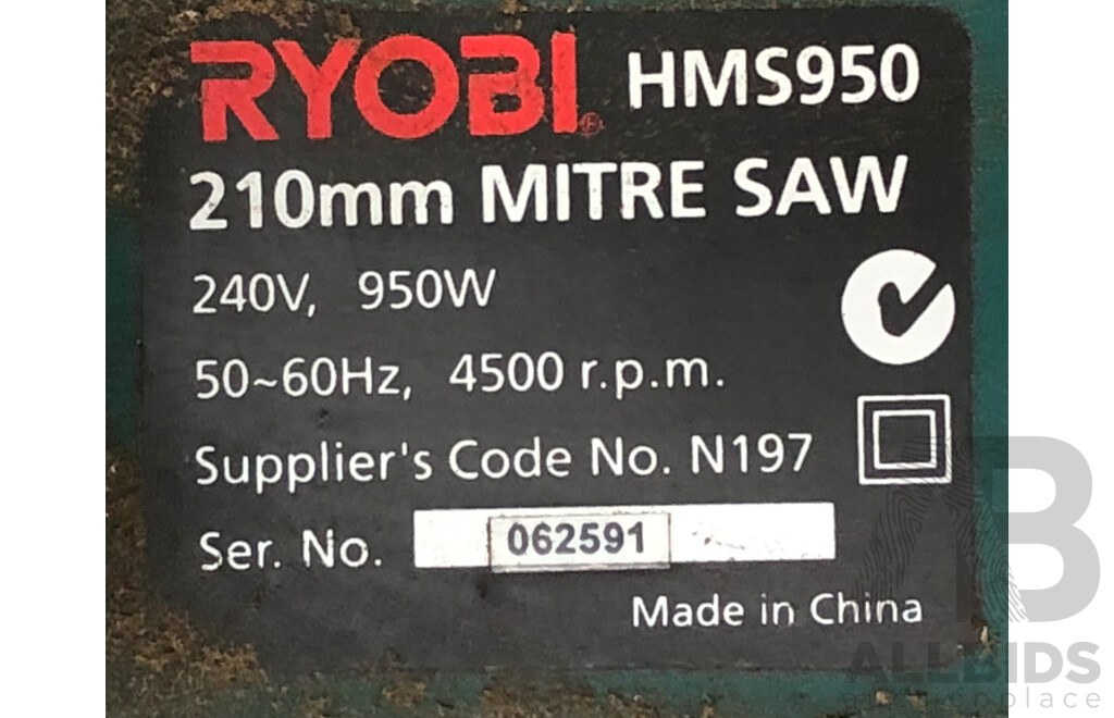 Ryobi 210mm Handyline Electric Compound Mitre Saw and Custom Built Bench