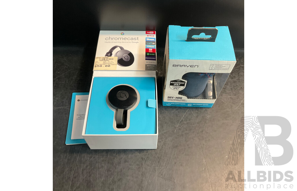 OZITO Heat Gun & Google Chromecast & Braven Mini Speaker - Lot of 3