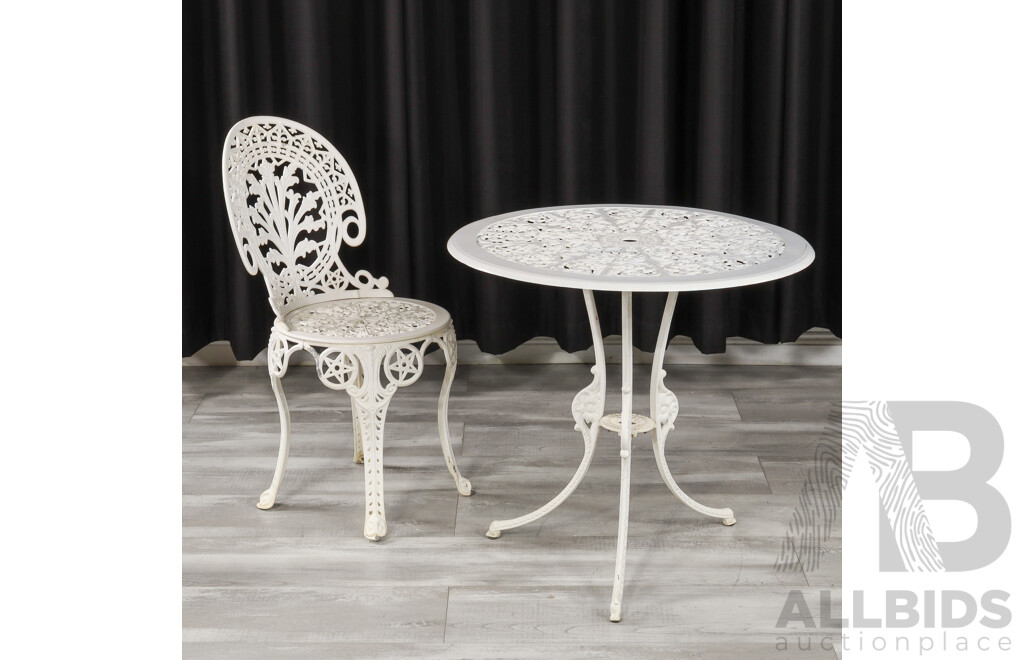 Cast Alloy Garden Table and Single Chair