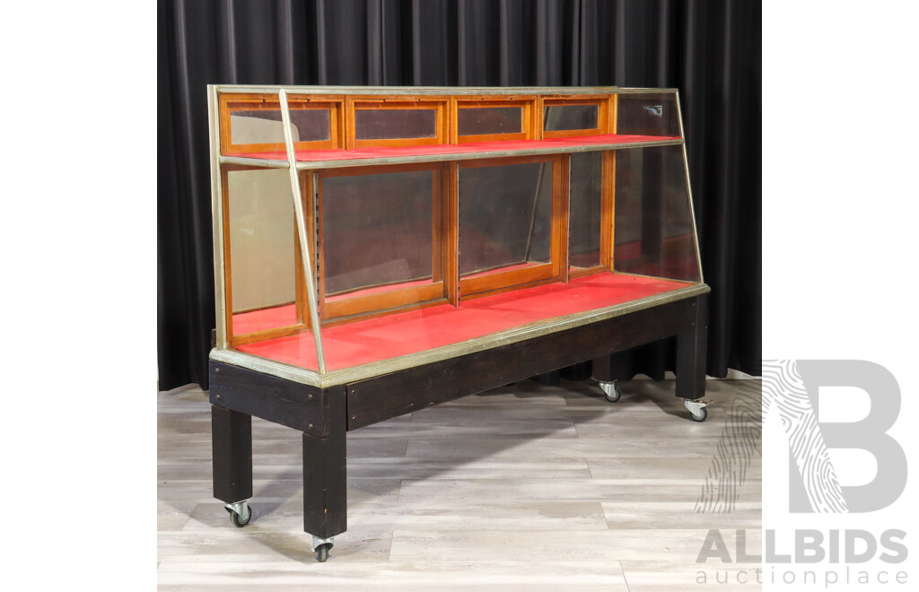 Vintage Brass Bound Display Case on Later Base