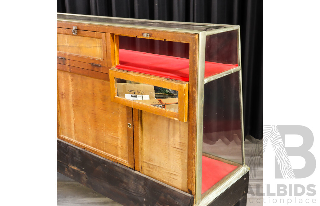Vintage Brass Bound Display Case on Later Base