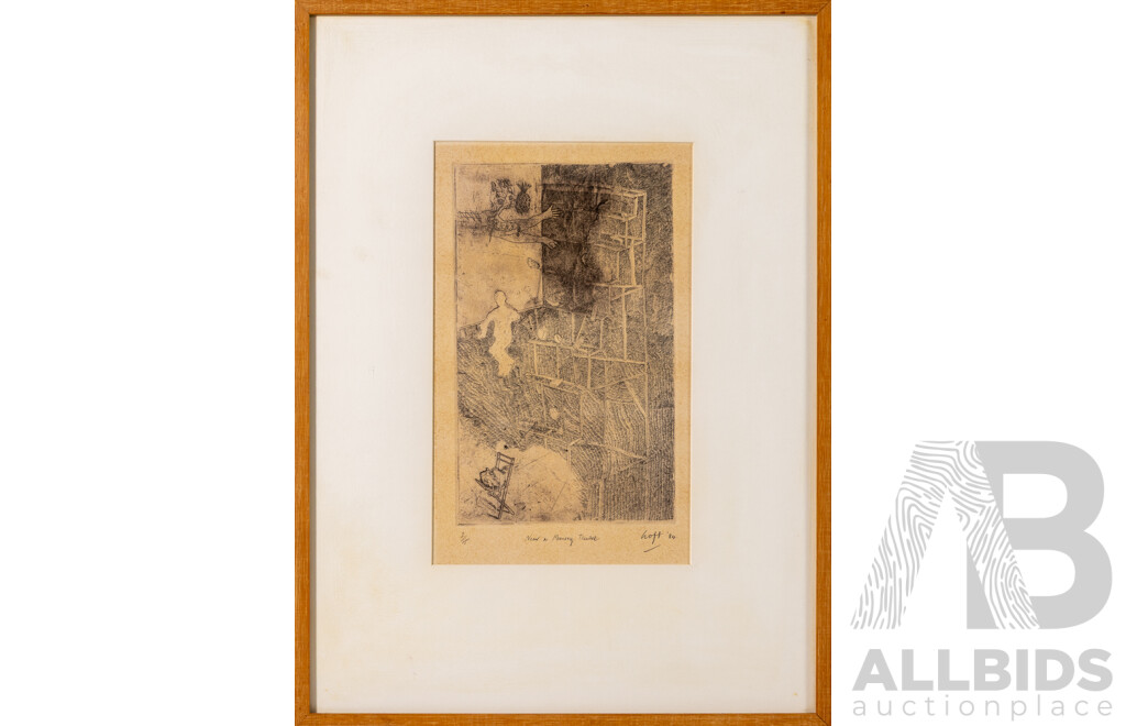 Goft (20th Century), Near a Memory Theatre (1984), Original Etching, 50 x 37 cm (frame)