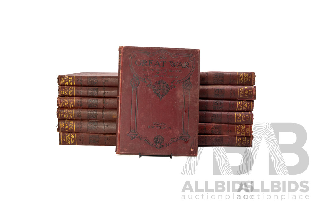 The Great War, Edited by H.W Wilson & J.A Hammerton, The Amalgamated Press, London, 1919, Volumes 1 to 13, Embossed Hardcovers