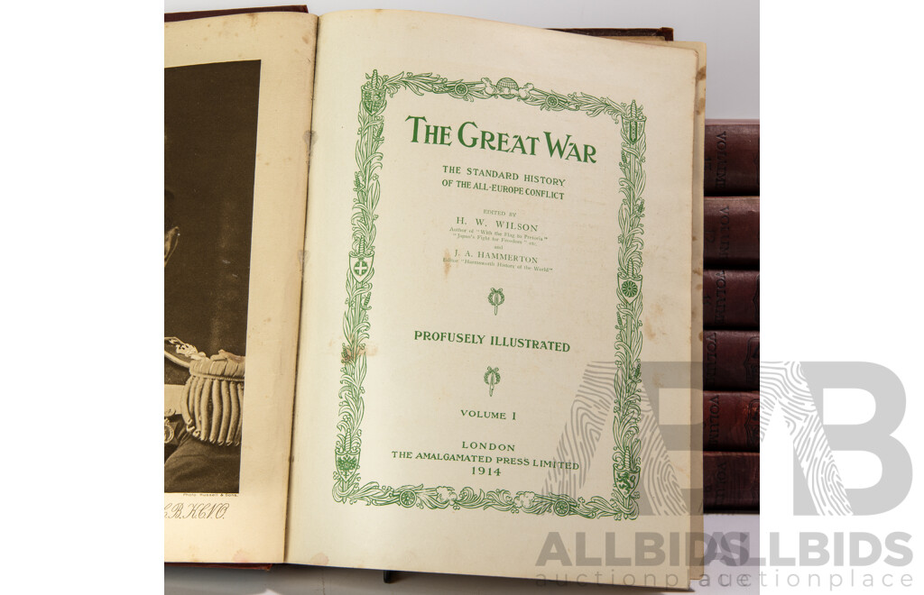 The Great War, Edited by H.W Wilson & J.A Hammerton, The Amalgamated Press, London, 1919, Volumes 1 to 13, Embossed Hardcovers