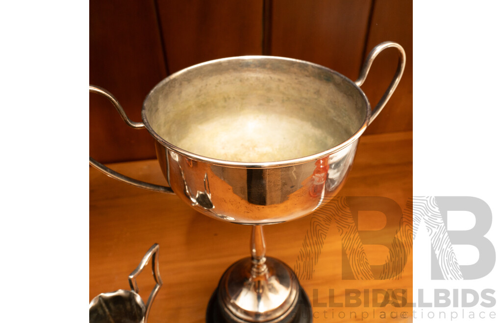 Collection Three Blank Silver Plate Trophies