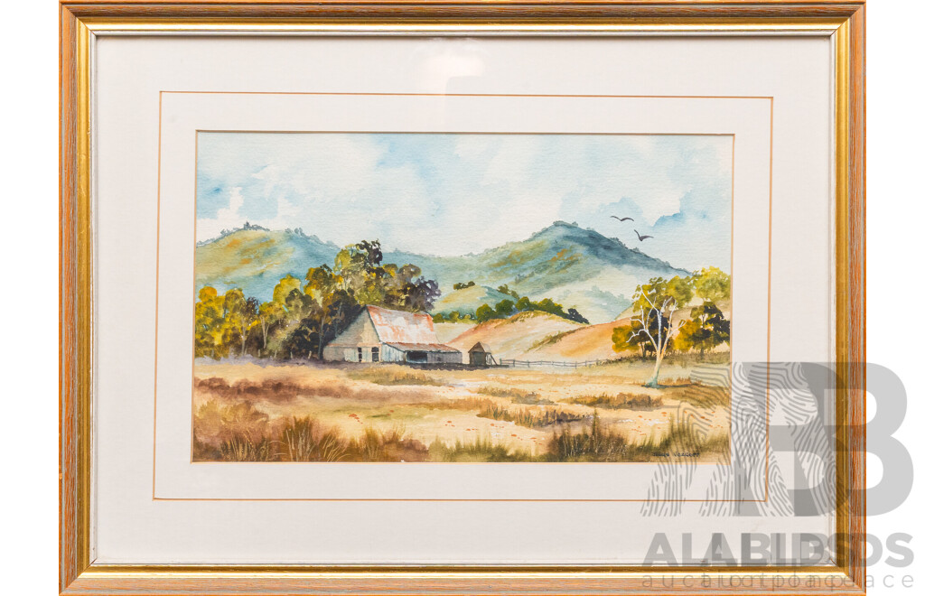 Joseph Vezgoff, (20th Century, Australian), Cooma Hills, Lovely Original Watercolour, 39 x 53 cm (frame)