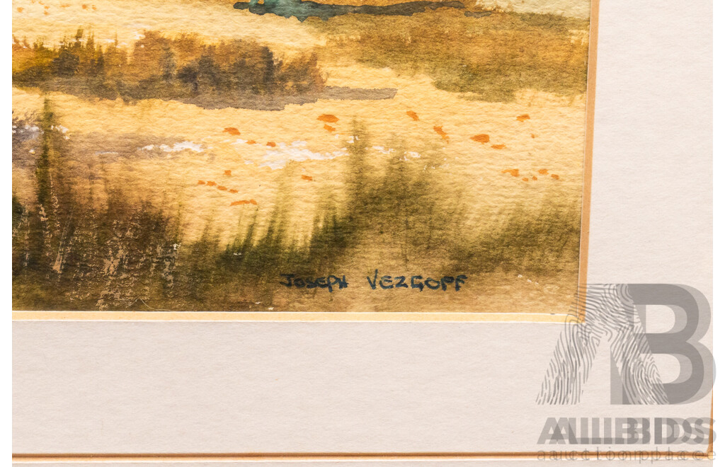 Joseph Vezgoff, (20th Century, Australian), Cooma Hills, Lovely Original Watercolour, 39 x 53 cm (frame)