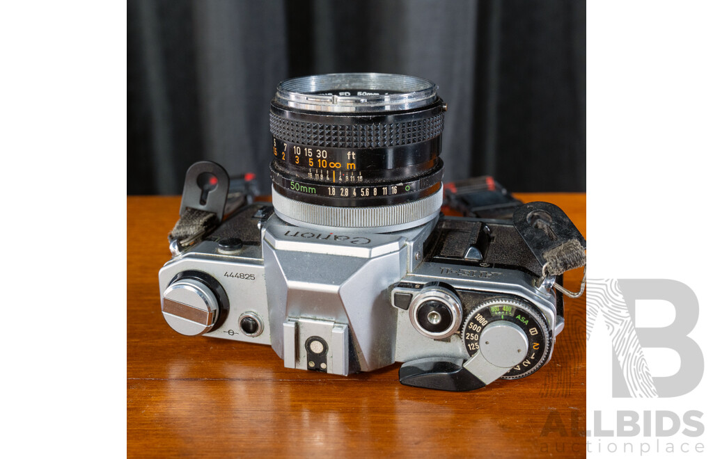 Vintage Canon AE-1 35mm SLR Camera with Canon FD 50mm F/1.8 Lens